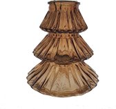 Viv! Home Luxuries Windlicht kerstboom - glas - bruin - 19cm - topkwaliteit