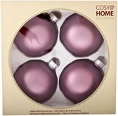 KERSTBALLEN SET 4 STUKS | KERSTVERSIERING | MAT ORCHIDROZE | D8 CM | GLAS
