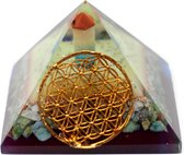 Grote Orgonite Piramide - Levensbloem Symbool - 8x8x5.5cm - Spirituele Decoratie - Edelstenen & Mineralen