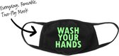 Mondmasker - Glow in the Dark - Wash your hands - One Size (Volwassenen) Mondkapje met tekst - Wasbaar - Niet-medisch - Zeer Comfortabel