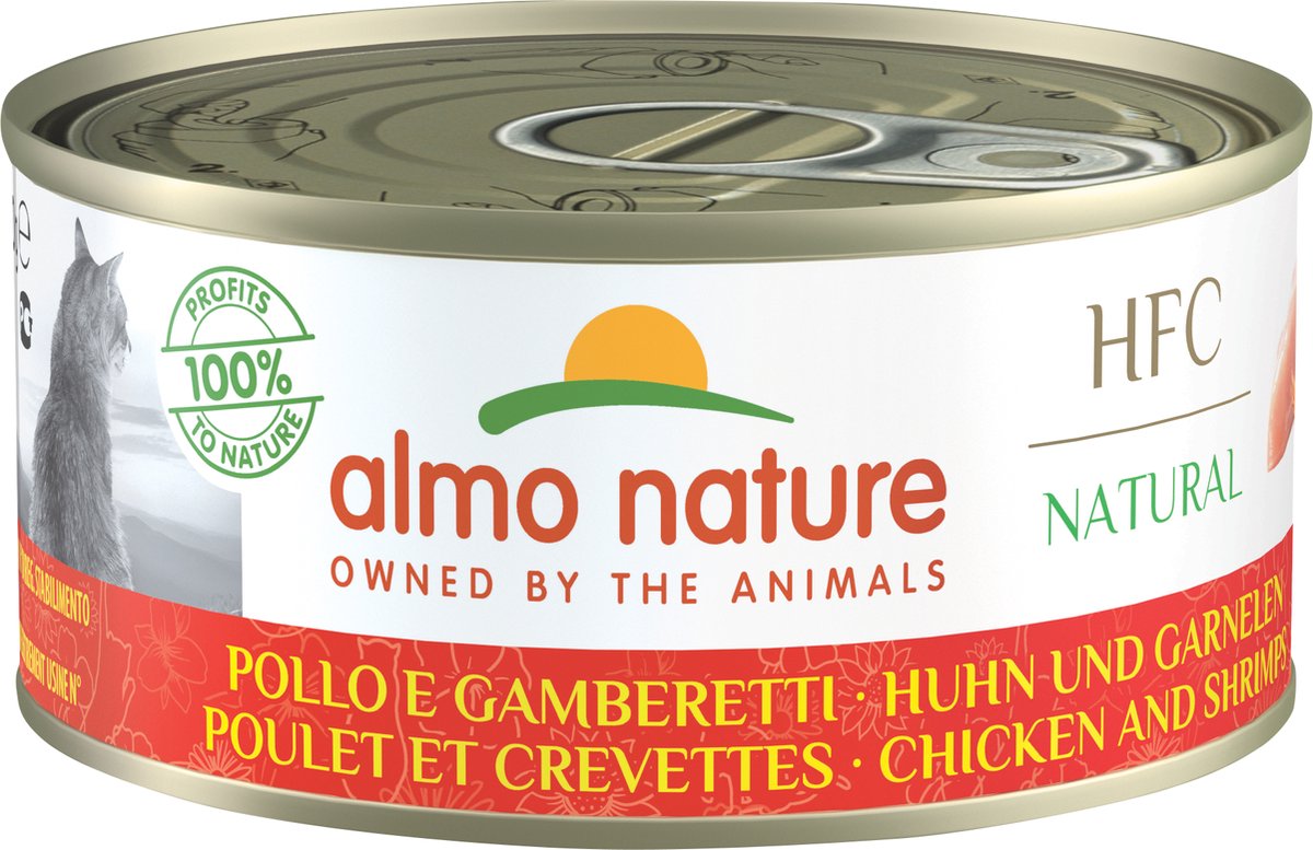 Almo Nature HFC Natural Natvoer voor Katten - 24 x 150g - Kip en Garnaaltjes - 24 x 150 gram