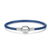 Gevlochten lederen bedelarmband 19 cm