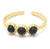 Ring met Steentjes - RVS - One Size - Goudkleurig