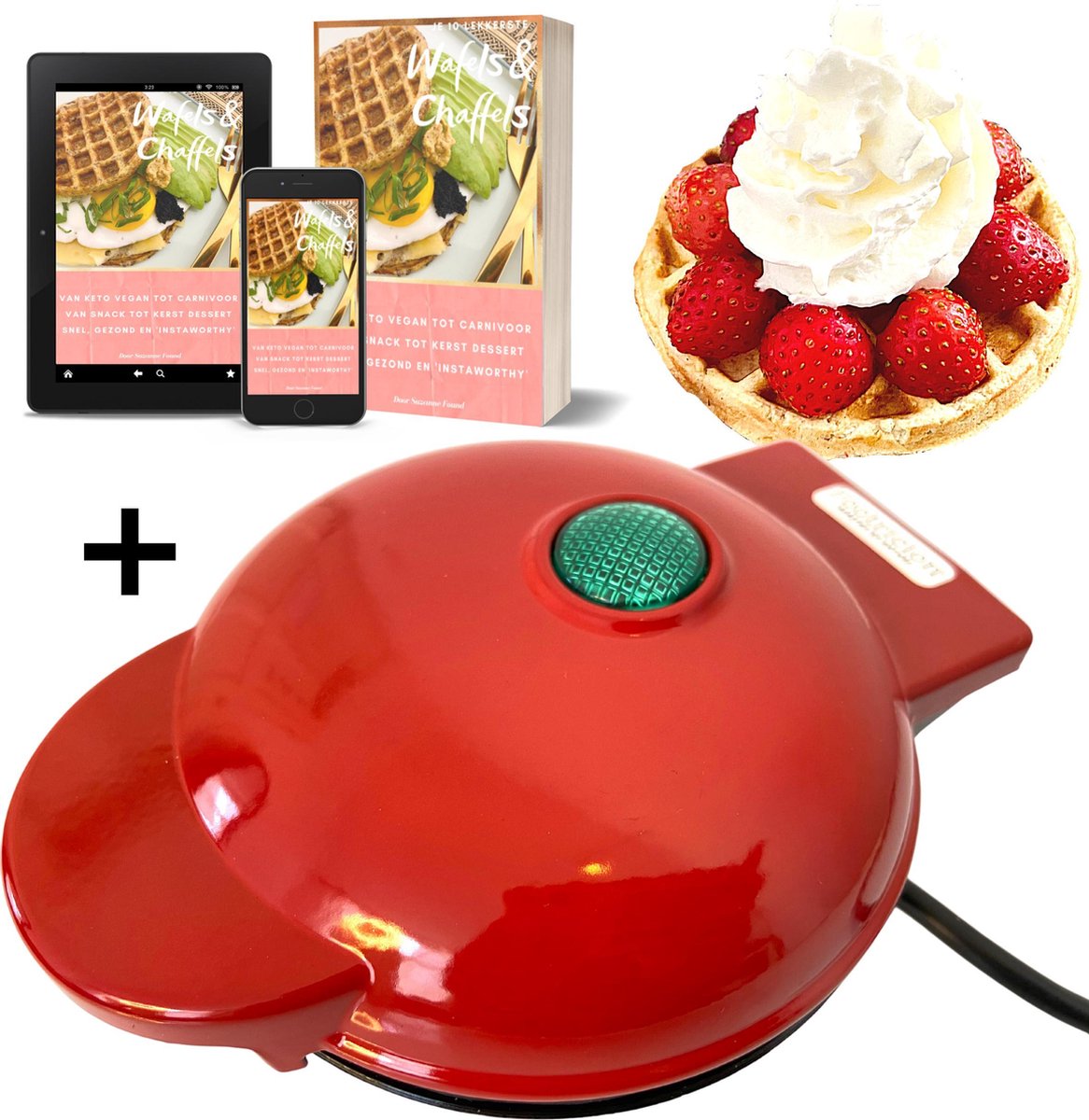 Mini Wafelijzer en Chaffle Maker van FOOTRICION™ - Incl. digi wafel kookboek - Bekend van Laag Koolhydraat Tiktok - Footricion