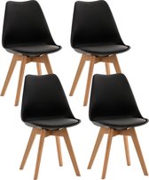 Set van 4 stoelen - Stoelen set - Stevig - Hout - Zwart