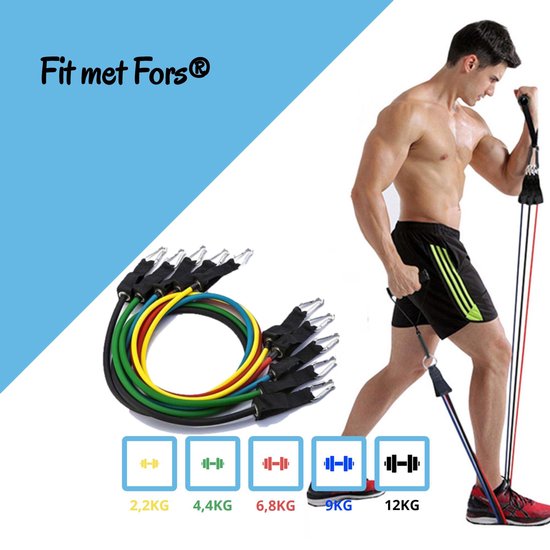 RED RAB Resistance band set - weerstandsbanden voor krachttraining - weerstandsband stof met handvat - weerstand elastiek, fitness band, fitness elastiek, pull up assist bands, pull up band kit