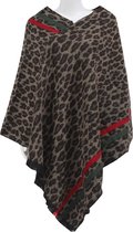 Dielay - Poncho Panterprint - Acryl - 75x75 cm - Bruin