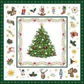 Ambiente - Christmas Evergreen White - 20 papieren lunch servetten - 33x33cm - Kerst - Groen - Wit