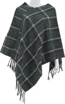 Dielay - Poncho met Ruit en Franjes - 70x70 cm - Groen