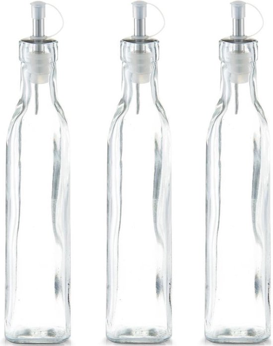 4x Glazen azijn/olie flessen met schenktuit 270 ml - Zeller -  Keuken/kookbenodigdheden... | bol.com