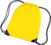 3x stuks gele nylon sport/zwembad gymtas/ gymtasje met rijgkoord 45 x 34 cm - Kinder tasjes