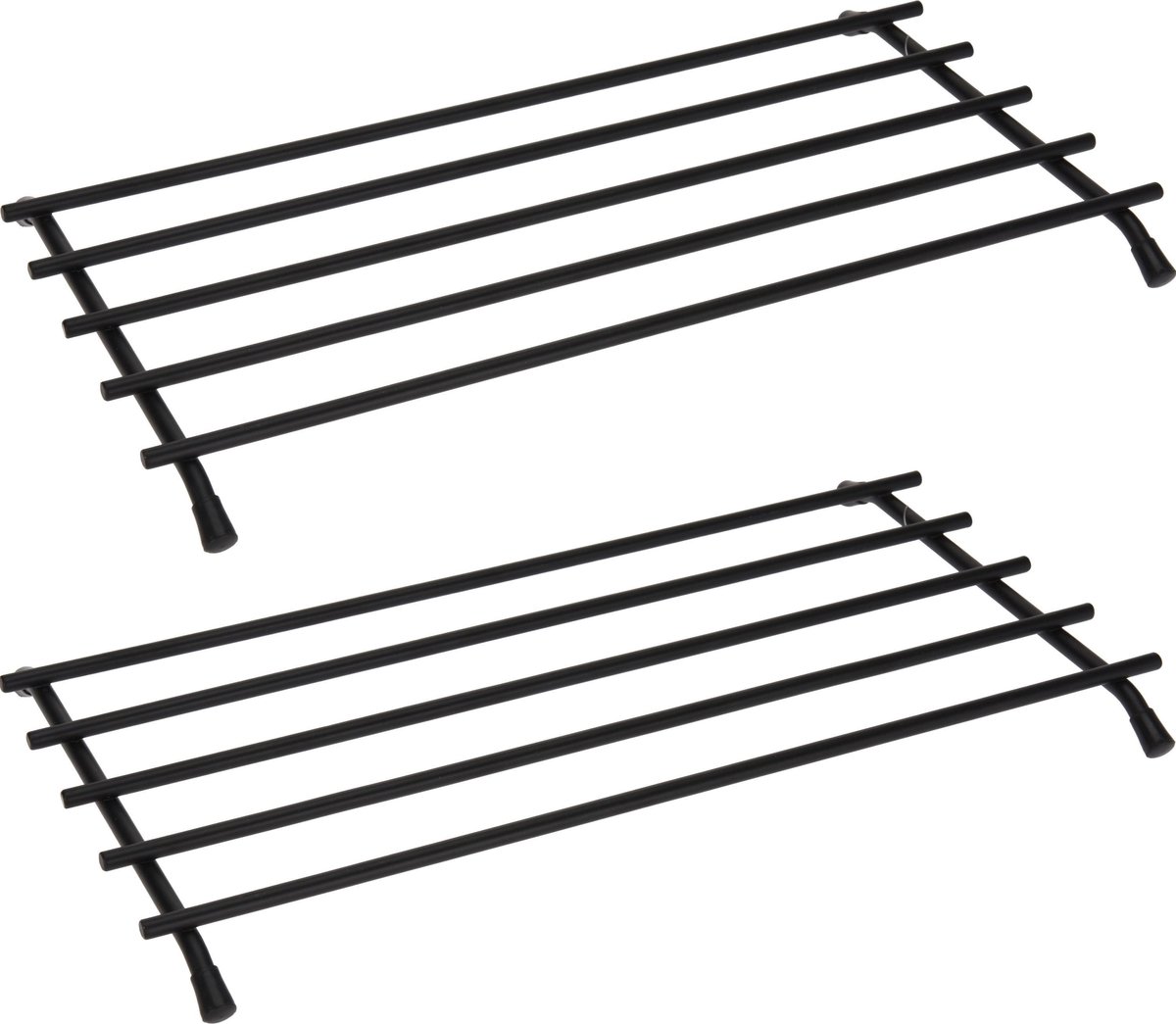 2x Metalen zwarte pannen/ovenschalen onderzetters 35 x 20 cm - Keukenbenodigdheden - Kookbenodigdheden - Tafel dekken - Pannenonderzetter - Pannen/ovenschalen onderzetters van metaal - Merkloos