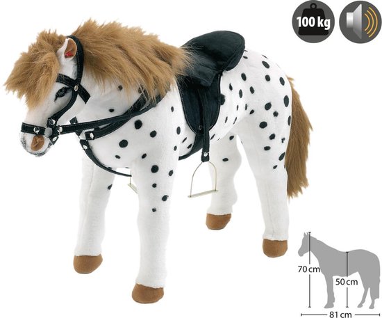 Groot speelgoed Palomino paard wit/zwart gestippeld met geluid 70 cm -... |  bol.com