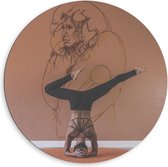 Dibond Wandcirkel - Vrouw in Yoga Houding - 80x80cm Foto op Aluminium Wandcirkel (met ophangsysteem)