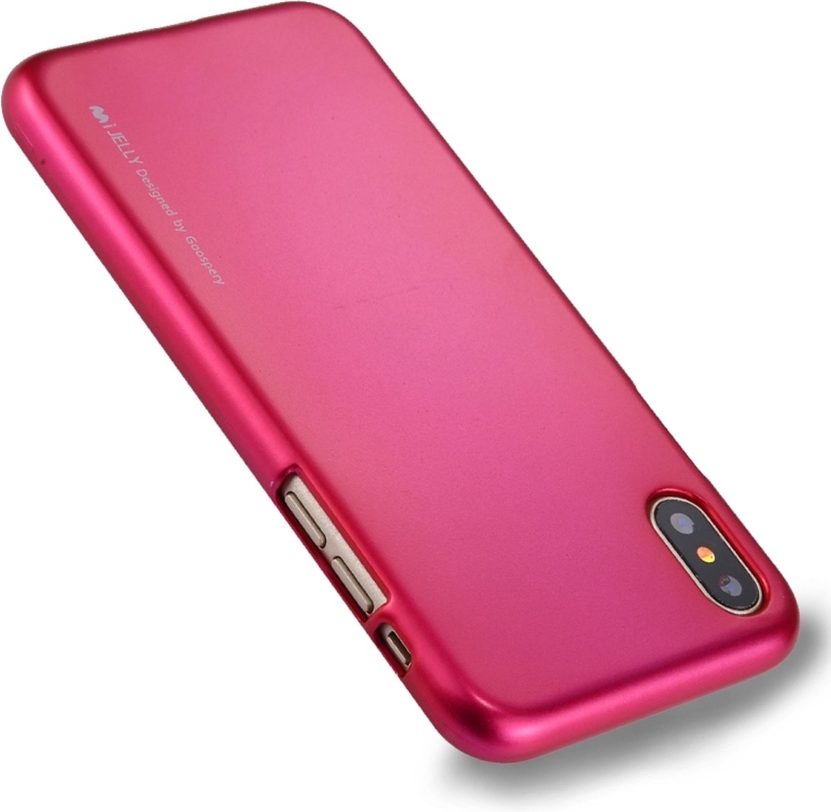 iPhone X glossy en stijlvol GOOSPERY iJELLY beschermend TPU back cover Hoesje (hard roze)