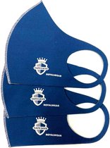 SafeSave Royal modieuze wasbaar mondkapje- Herbruikbaar en wasbaar design mondkapjes - 100% neopreen waterdicht materiaal- niet medisch masker- Unisex dames en heren maskers- ov verplicht mondkapjes kopen en bestellen- per 3 stuks verpakt-Donkerblauw
