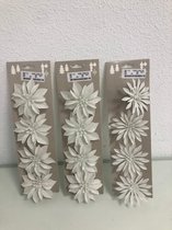 decoratieve bloemen wit met knijpers - set van 3x4 stuks