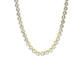 Lucardi Dames Zilveren collier met kristal wit - Echt Zilver - Ketting - Cadeau - 45 cm - Goudkleurig