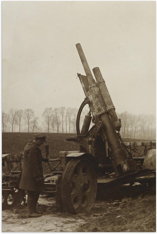 Poster – Foto uit de Oorlog met Kanon - 80x120cm Foto op Posterpapier