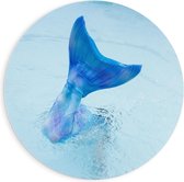 Forex Wandcirkel - Blauwe Zeemeermin staart in het Water - 90x90cm Foto op Wandcirkel (met ophangsysteem)
