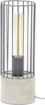 Cilindrische design tafellamp van metaal met een betonnen voet