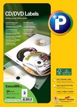 Étiquettes CD / DVD Printec 25 feuilles format A4 117 / 40mm 2 étiquettes par A4 50 étiquettes autocollants par boîte