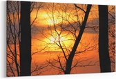 Schilderij - Oranje zonsondergang — 90x60 cm