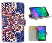 Samsung G850F Alpha Hoesje Wallet Case Mozaiek Blauw