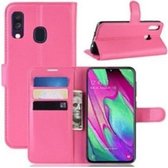 Samsung A40 Hoesje Wallet Case Roze