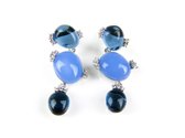 Oorringen Model 3 Bubbels zilveren oorringen oorbellen gezet met blauwe stenen en cubic zirconia
