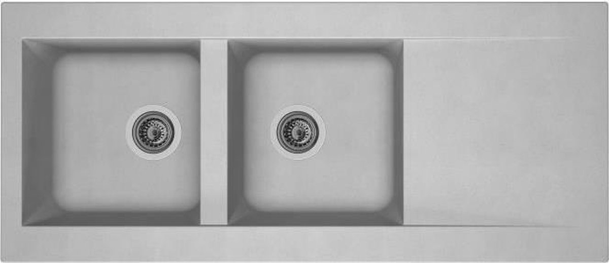 STRADOUR Inbouwspoelbak 2 spoelbakken + 1 afdruipbak Einna - Hars - 116 x 50 cm - Platinium grijs