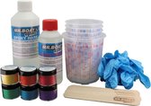 Mr.Boat Epoxy Resin Art Starterspakket - Rainbow / Regenboog - 750 gram epoxy - 6 x 5 gram metallic kleurstoffen / pigmentpoeder - 2 x mengbeker groot - 6 x mengbeker klein - 3 paa