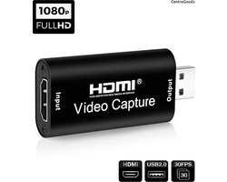 HDMI Capture Card - HDMI naar USB - Incl. USB Verlengkabel - Video Capture - Livestreaming, video opname, videobellen/Live Casts - 1080p - Playstation & Xbox - Live streamen Youtube/Twitch