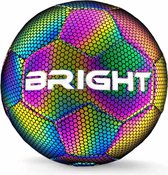 The BRIGHT Lichtgevende Voetbal | Reflecterend | Holografisch | Glow in the Dark | Kinderen en Volwassenen | Unisex | Wit/Zwart/Roze/Blauw/Geel | Maat 5