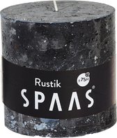 SPAAS - Rustieke geurloze Cilinderkaars hoogte 10cm, ± 75 uur - Zwart- Cilinderkaars