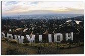 Dibond - Achterkant van de Hollywood Letters - 60x40cm Foto op Aluminium (Wanddecoratie van metaal)