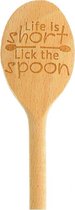 Houten Lepel 30 cm Lengte - 2 stuks - Met tekst - World's Best Cook - Life is Short, Lick The Spoon