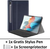 Smart Cover QWERTY Bluetooth Keyboard Book Case Hoesje Geschikt Voor Samsung Galaxy Tab S7 11.0 Inch - Flip Multi-Stand Sleeve - Toetsenbord Beschermhoes Met Screen Protector & Stylus Pen - D