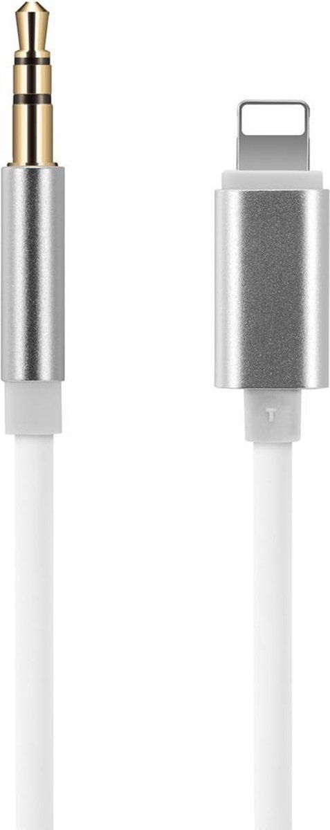 8-pins naar 3.5 mm audio AUX kabel voor iPhone/iPad/iPod - GADGETS4YOU - Ondersteuning iOS - Lengte 1 m - Wit/Zilver - Autoradio