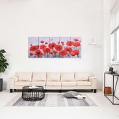 Canvas 5-delig 150x60 cm (incl LW 3d klok) - Canvas schilderij - Canvas paneel woonkamer