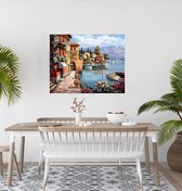 JDBOS ® Peinture par numéro avec cadre (bois) - Port pittoresque avec bateaux - Peinture adultes - 40x50 cm