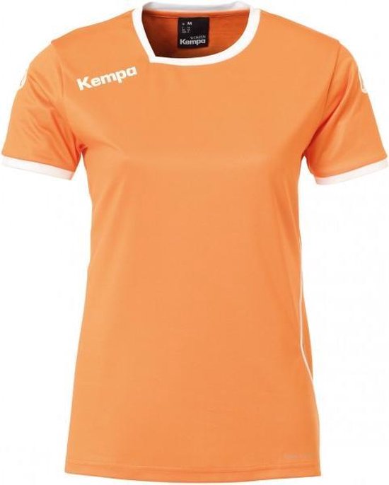 Kempa Curve Shirt Dames - Oranje / Wit - maat XS