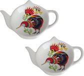 theezakjes schoteltje -2 stuks - theezak schaaltje – theezakje schoteltje opdruk – theezakjeshouder - theezakje bakje - theezak schotel - theezakjehouder