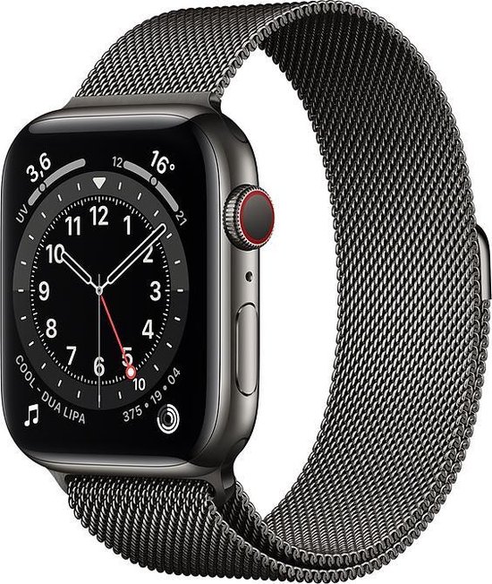 Apple Watch Series 6 GPS - Cellular - 44 mm - Steel Milanese zwart