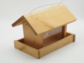 Naturel houten vogel voederhuis met plexi bescherming 19x28x19.5cm