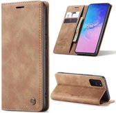 Luxe PU leren Bookcase voor Samsung Galaxy A51 | Hoogwaardig Leren Hoesje | Lederen Wallet Case | Kaarthouder | Portemonnee | Cognac Bruin