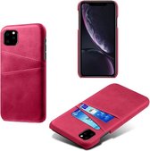 Card Case voor Apple iPhone 11 | PU Leren Back Cover | Luxe Telefoonhoesje | Pasjeshouder | Roze