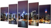 Canvas 5-delig 200 x 100 cm (incl LW 3d klok) - Canvas schilderij - Canvas paneel woonkamer