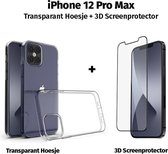 Set van 2 - iPhone 12 pro transparent silicone hoesje - iPhone 12 pro case silicone hoesje transparant + 1x iPhone 12 Pro 3D Screenprotector - iPhone 12 Pro 3D Screen Protector