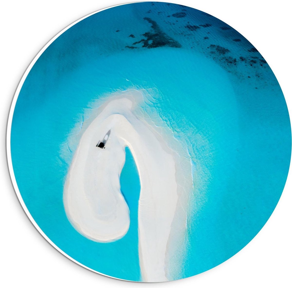 KuijsFotoprint Forex Wandcirkel - Bovenaanzicht van Zee - 20x20cm Foto op Wandcirkel (met ophangsysteem) Blauw